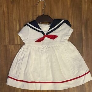 Sailor Style Dress with Red and Navy Accents, girls size 0-3